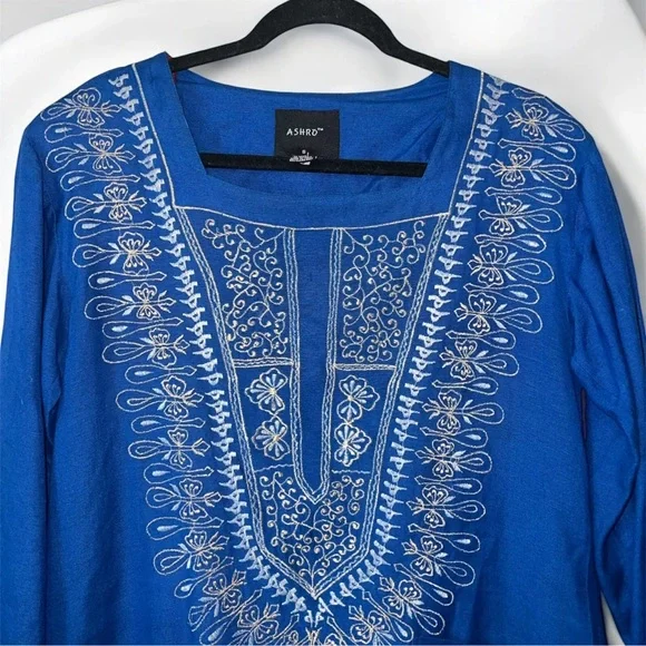 Ashro Ethnic African‎ American Pride 2 piece Pant Set - Size S Embroidered Blue - Picture 2 of 7